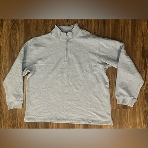 Men’s Blue Mountain Plain Solid Light 1/4 Zip Sweatshirt Fleece Pullover- 2XL